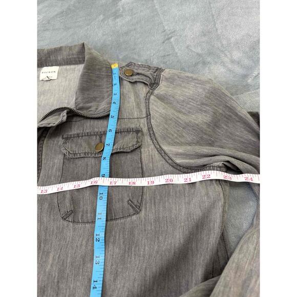 Ellison Gray Button Epaulettes Four Front Pockets Zipper Military Jacket L - Picture 8 of 9